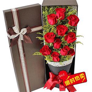 【一心一意】11朵玫瑰鮮花禮盒送老婆女友追求女生示愛表白祝福